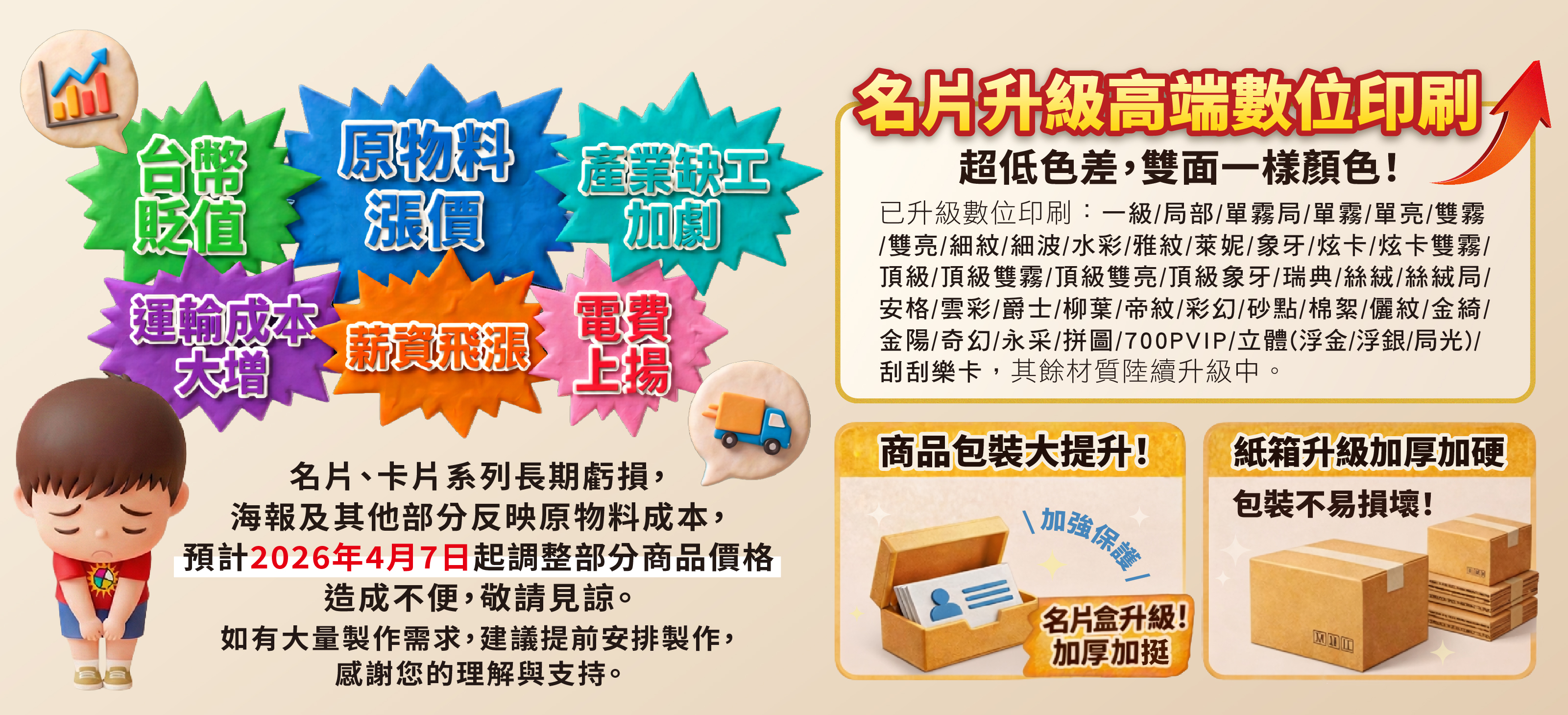 2026 年 3 月1日起調整部分商品價格